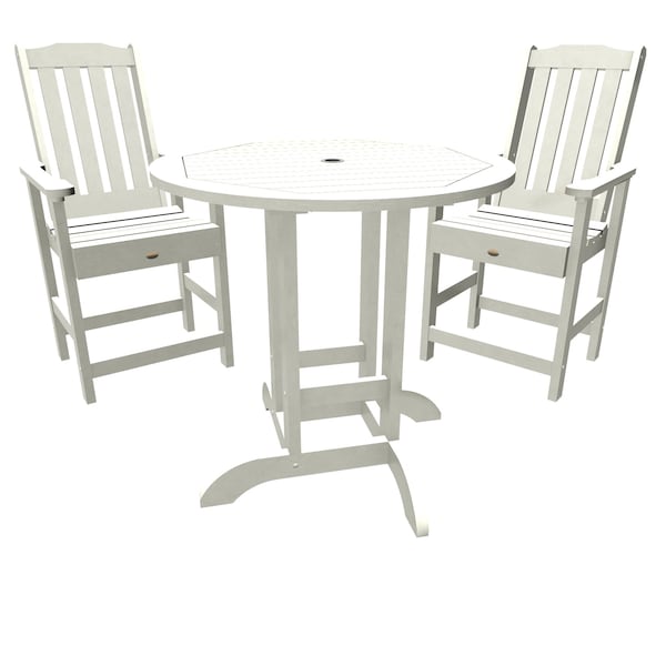 Highwood Usa Lehigh 3pc Round Counter Height Outdoor Patio Furniture Dining Set AD-CNL36-WHE - main